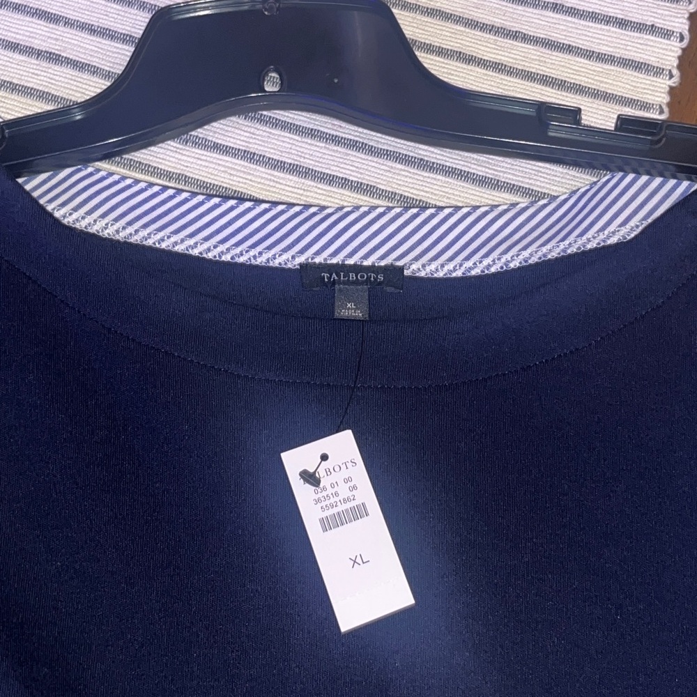 New Talbots Women’s Navy/White Stripe Sleeves Interlock Shift Dress Size XL - Picture 7 of 8
